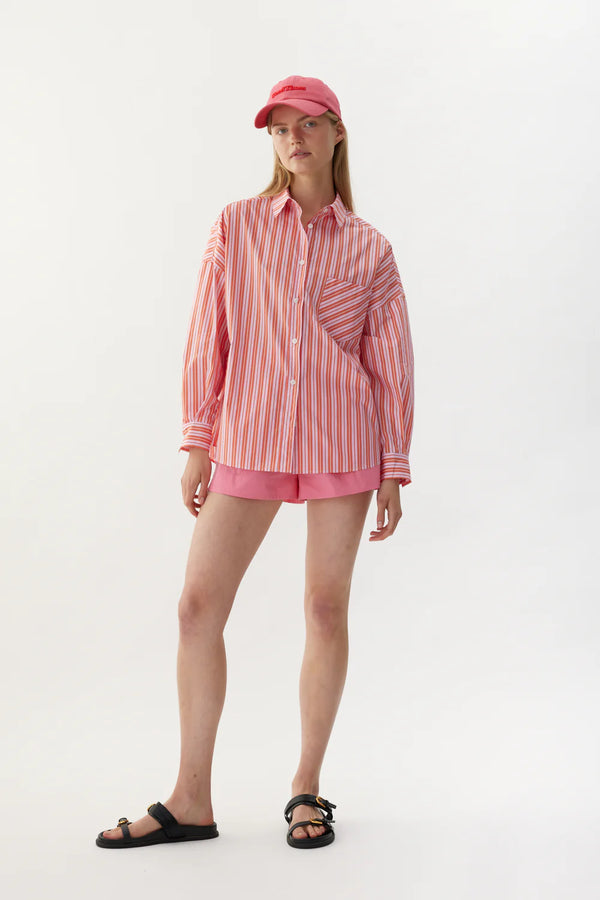 CHIARA MULTI STRIPE LONG SLEEVE SHIRT - LIGHT ROSA