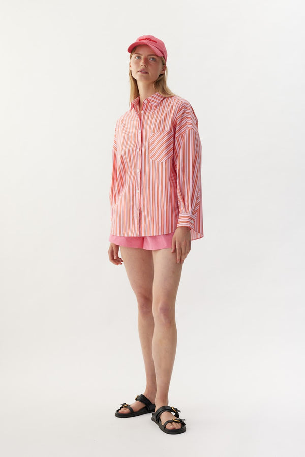 CHIARA MULTI STRIPE LONG SLEEVE SHIRT - LIGHT ROSA