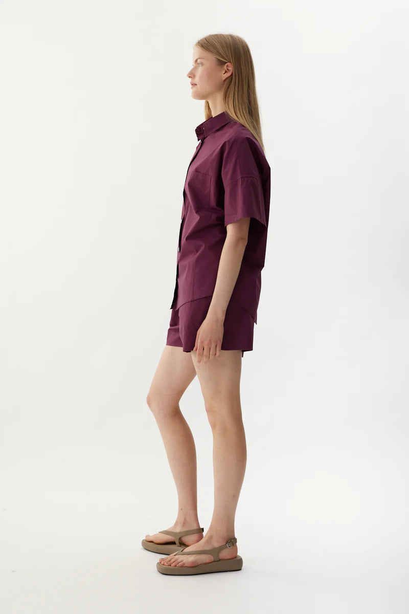 CHIARA SHORT SLEEVE SHIRT - CHERRY