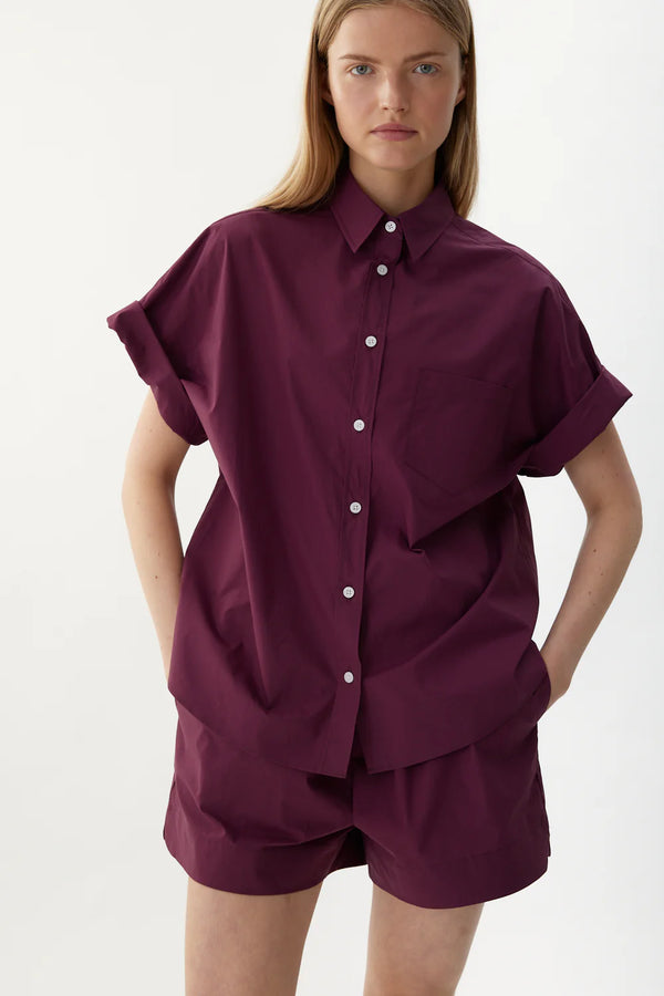 CHIARA SHORT SLEEVE SHIRT - CHERRY