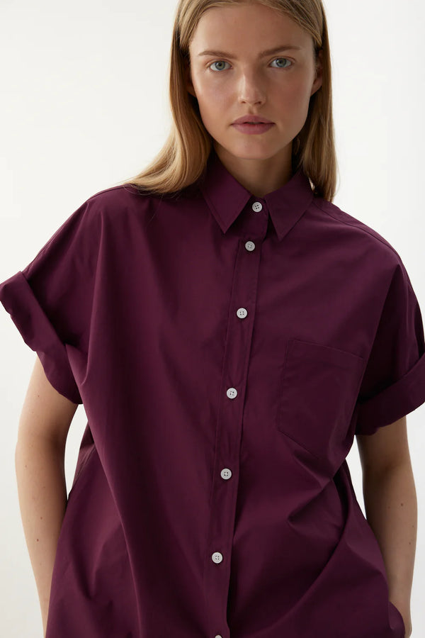 CHIARA SHORT SLEEVE SHIRT - CHERRY