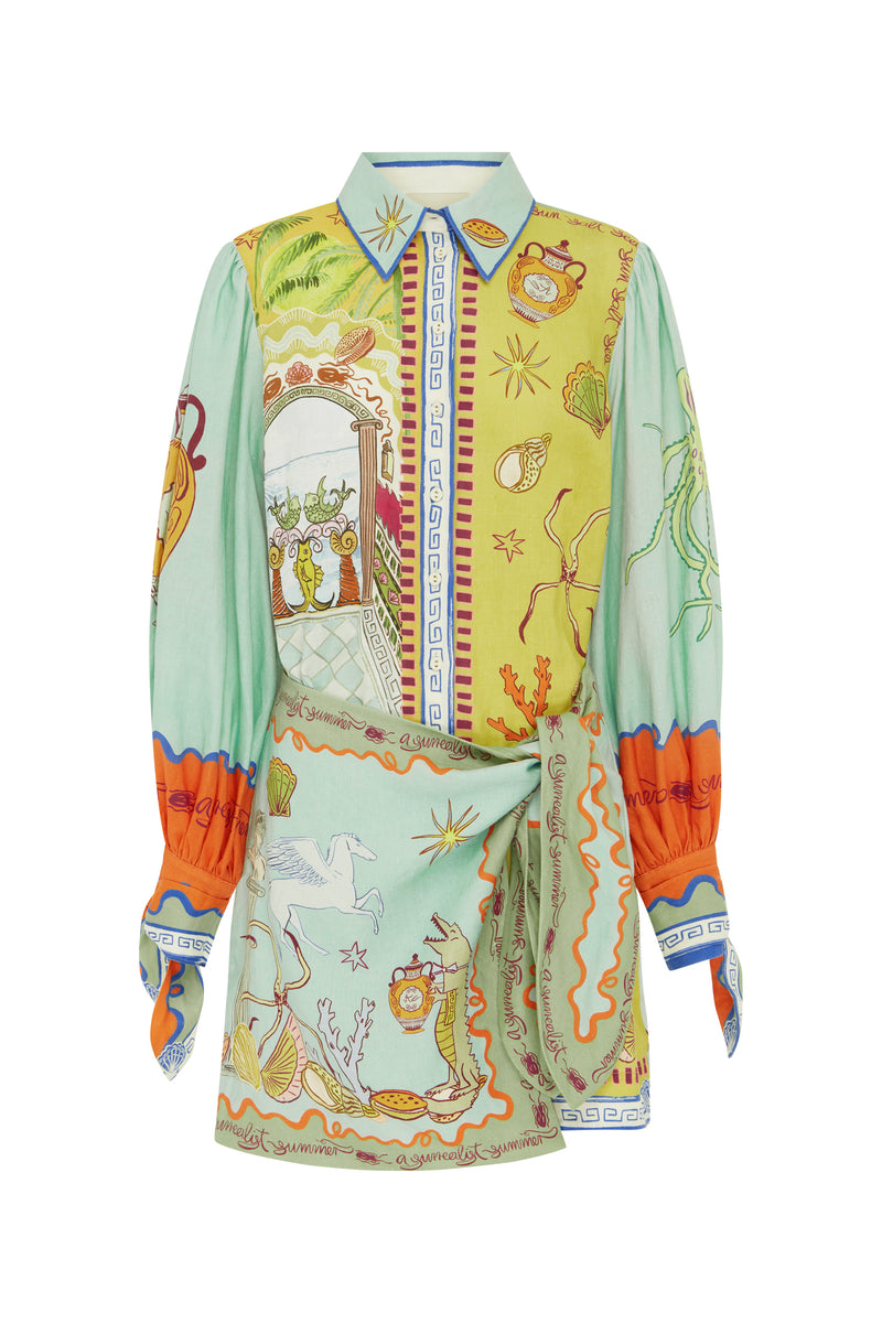 SURREALIST SUMMER MINI SHIRTDRESS