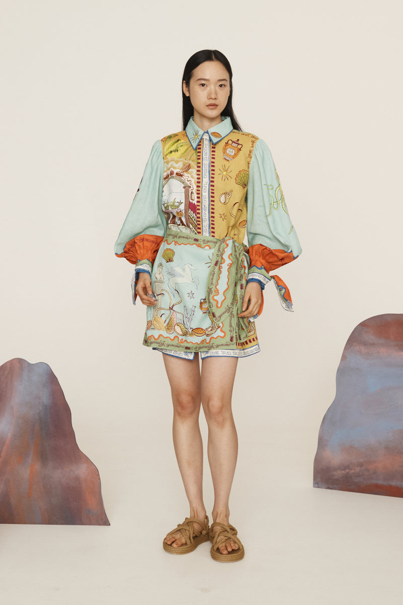 SURREALIST SUMMER MINI SHIRTDRESS