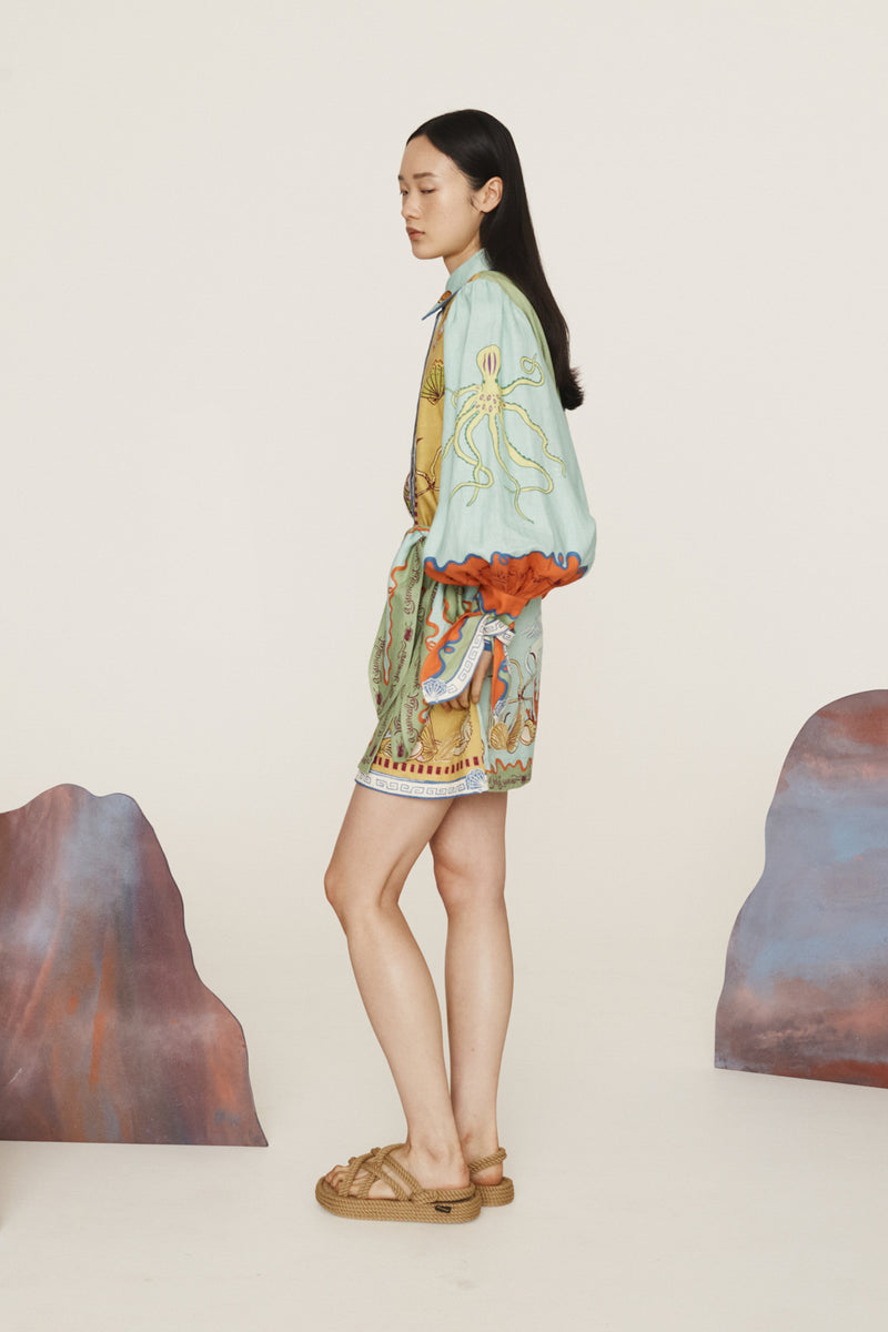 SURREALIST SUMMER MINI SHIRTDRESS