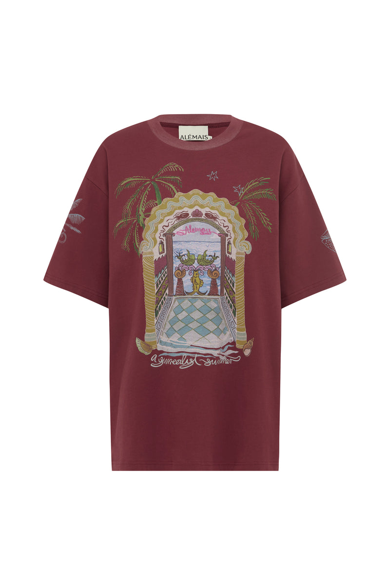 SURREALIST SUMMER BURGUNDY TEE