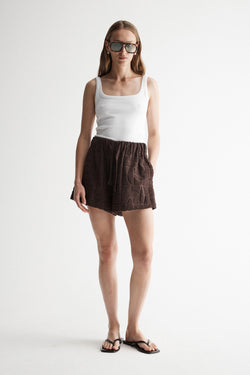 MONOGRAM TOWELLING SHORT - CHOCOLATE