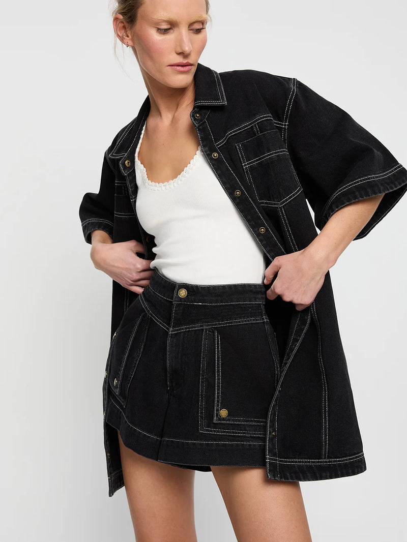 CELENE DENIM SHORT - BLACK