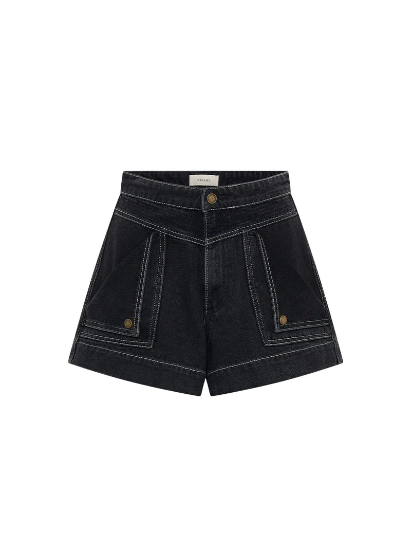 CELENE DENIM SHORT - BLACK