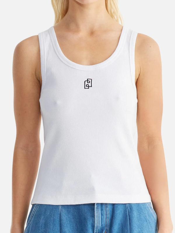 KENDALL MONOGRAM TANK WHITE