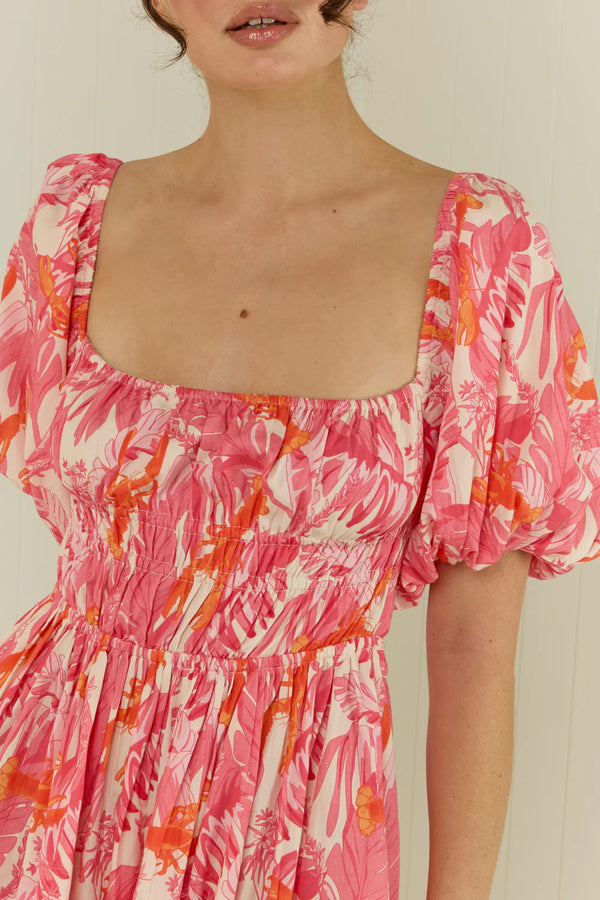 FLORA DRESS - PINK LOBSTER