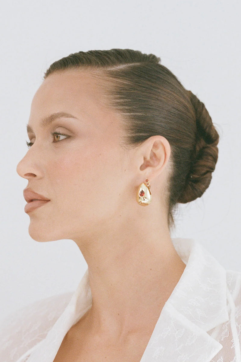 HERITAGE EARRINGS - GARNET GOLD