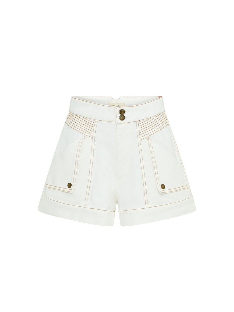 PALOMA DENIM SHORT - WHITE